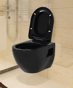 Wc A Muro Con Sciacquone Nascosto In Ceramica Nera