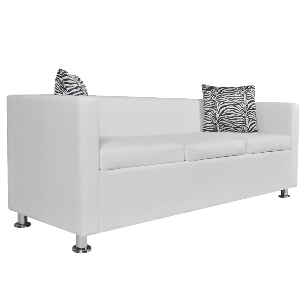 Set Divani A 2 E A 3 Posti In Similpelle Bianco