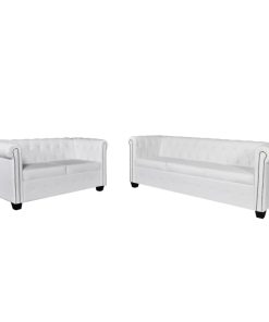 Divani Chesterfield A 2 Posti E A 3 Posti In Similpelle Bianco