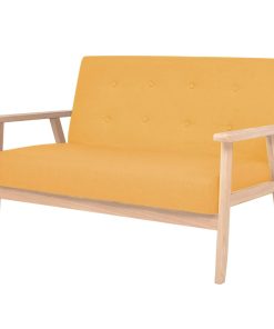 Set Di Divani 2 Pz In Tessuto Giallo