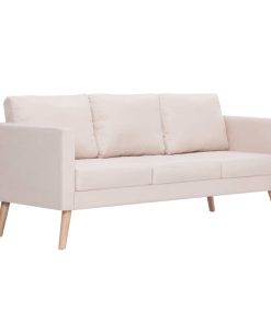 Set Divani 2 Pz In Tessuto Crema