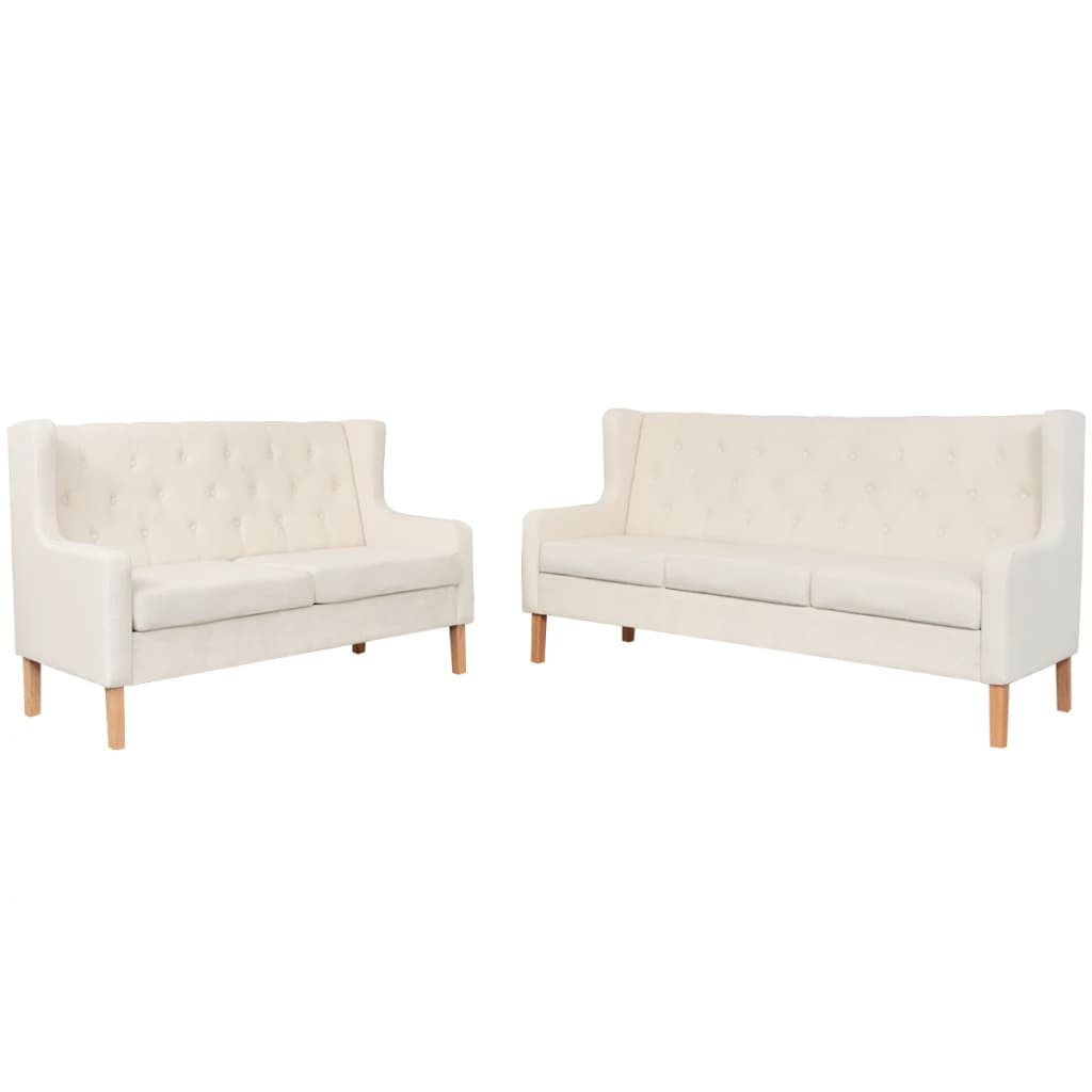 Set Divani 2 Pz In Tessuto Bianco Crema