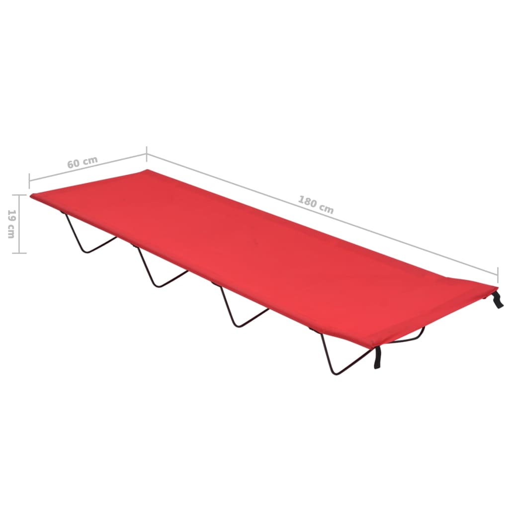 Letto Da Campeggio 180x60x19 Cm Tessuto Oxford E Acciaio Rosso - Image 6