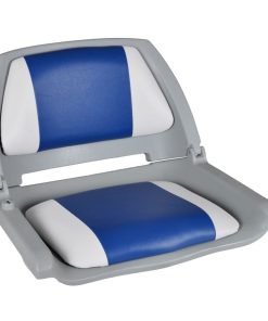 Sedili Per Barca 2 Pz Pieghevoli Cuscino BlU-Bianco 41x51x48 cm