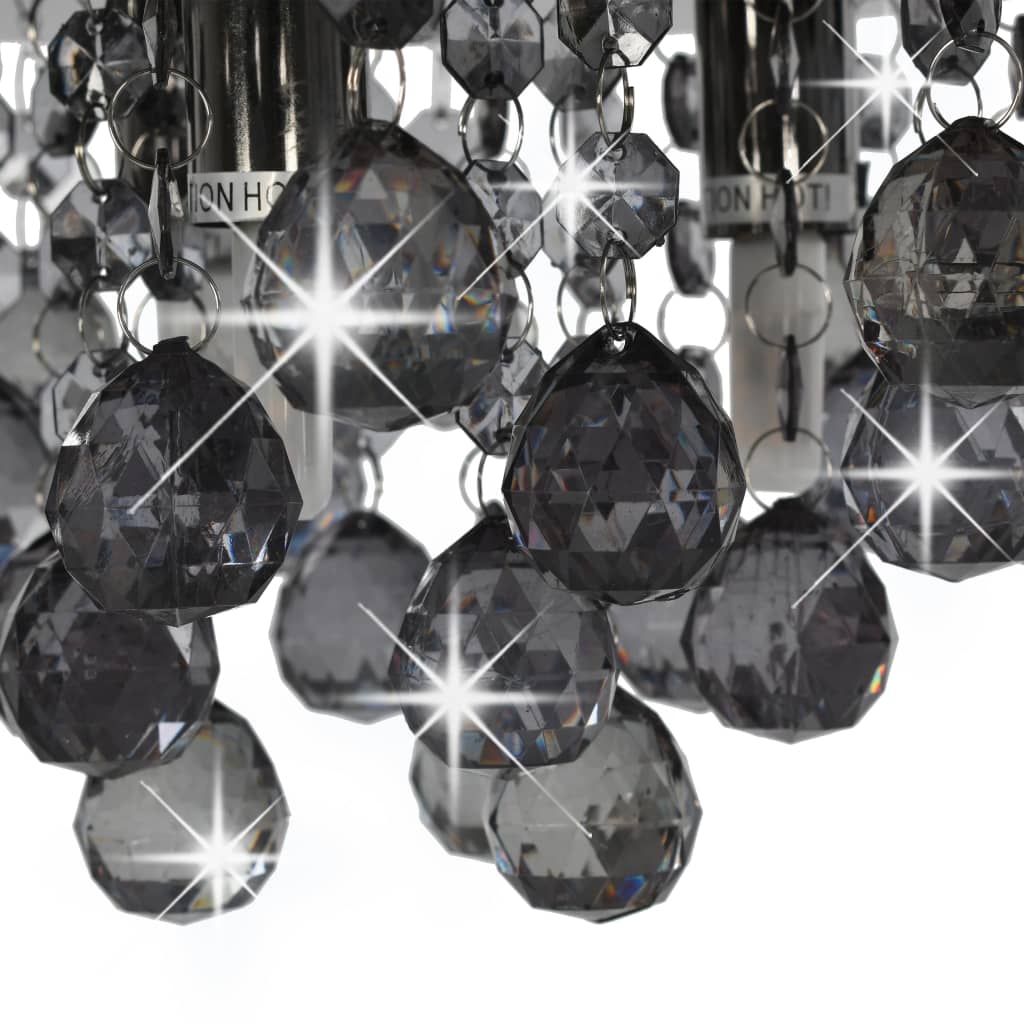 Lampadario Con Perle Fumé Tondo Nero g9