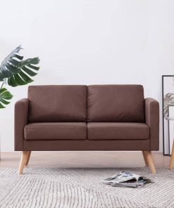 Divano A 2 Posti In Tessuto Marrone
