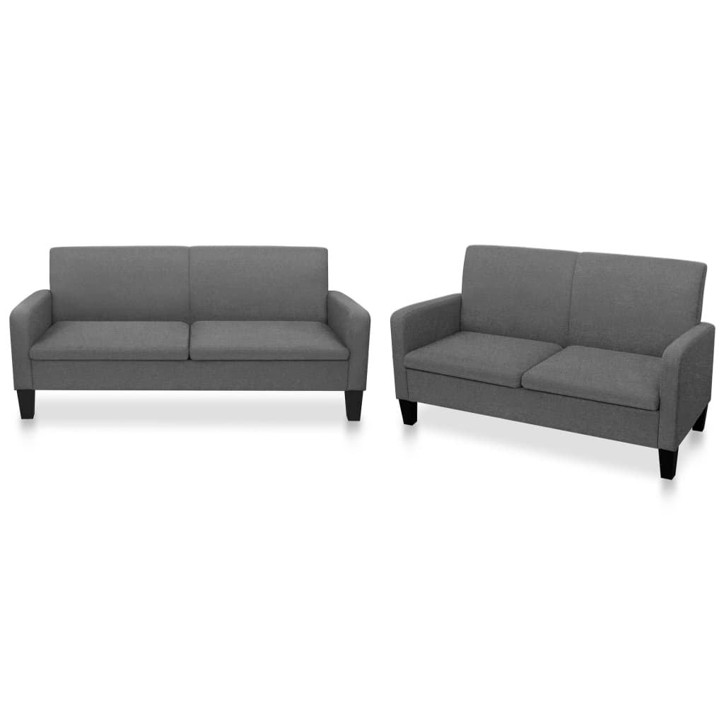 Set Di Divani In Tessuto 2 Pz Grigio Scuro