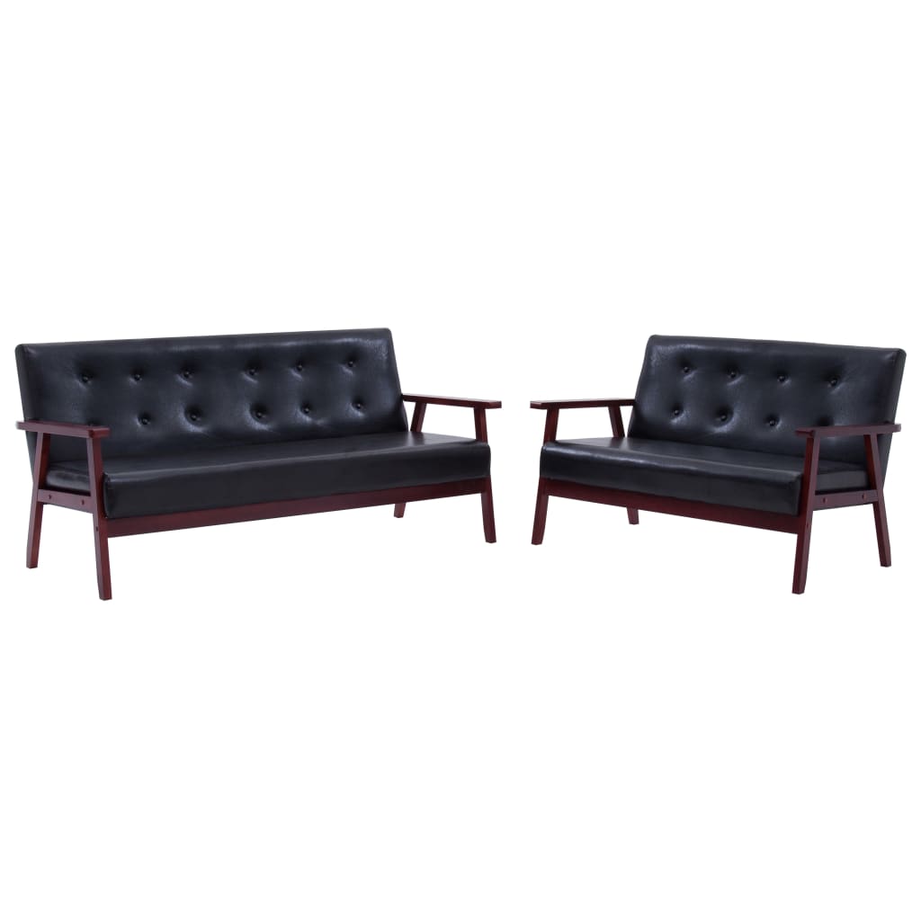Set Di Divani 2 Pz Nero In Similpelle