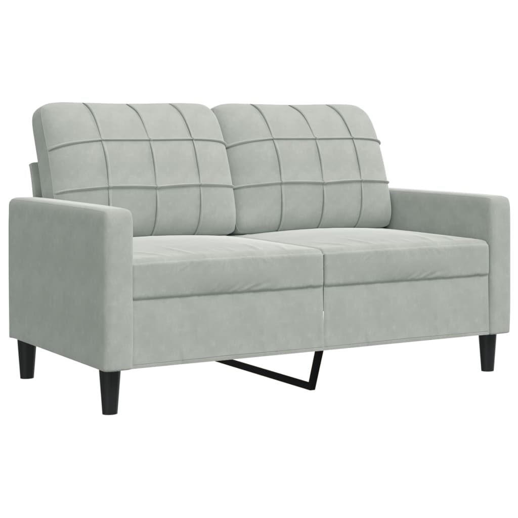 Set Di Divani 3 Pz Con Cuscini Grigio Chiaro In Velluto - Image 6