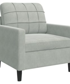 Set Di Divani 3 Pz Con Cuscini Grigio Chiaro In Velluto