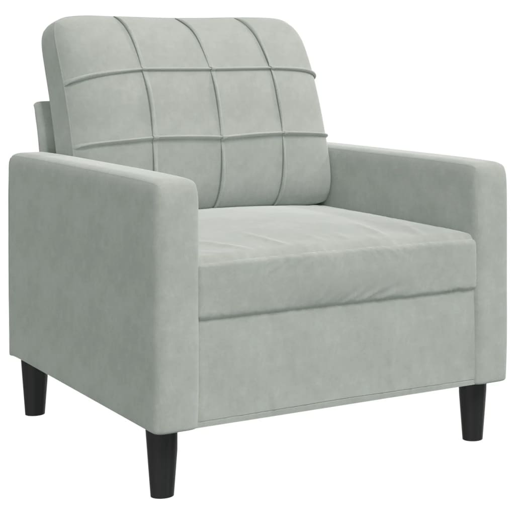 Set Di Divani 3 Pz Con Cuscini Grigio Chiaro In Velluto