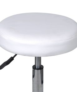 Sgabelli Da Ufficio 2 Pz Bianchi 35,5x84 Cm In Similpelle