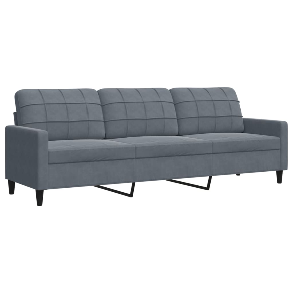 Set Di Divani 2 Pz Con Cuscini Grigio Scuro In Velluto