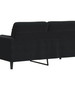 Divano A 2 Posti Con Cuscini Nero 140 Cm In Velluto