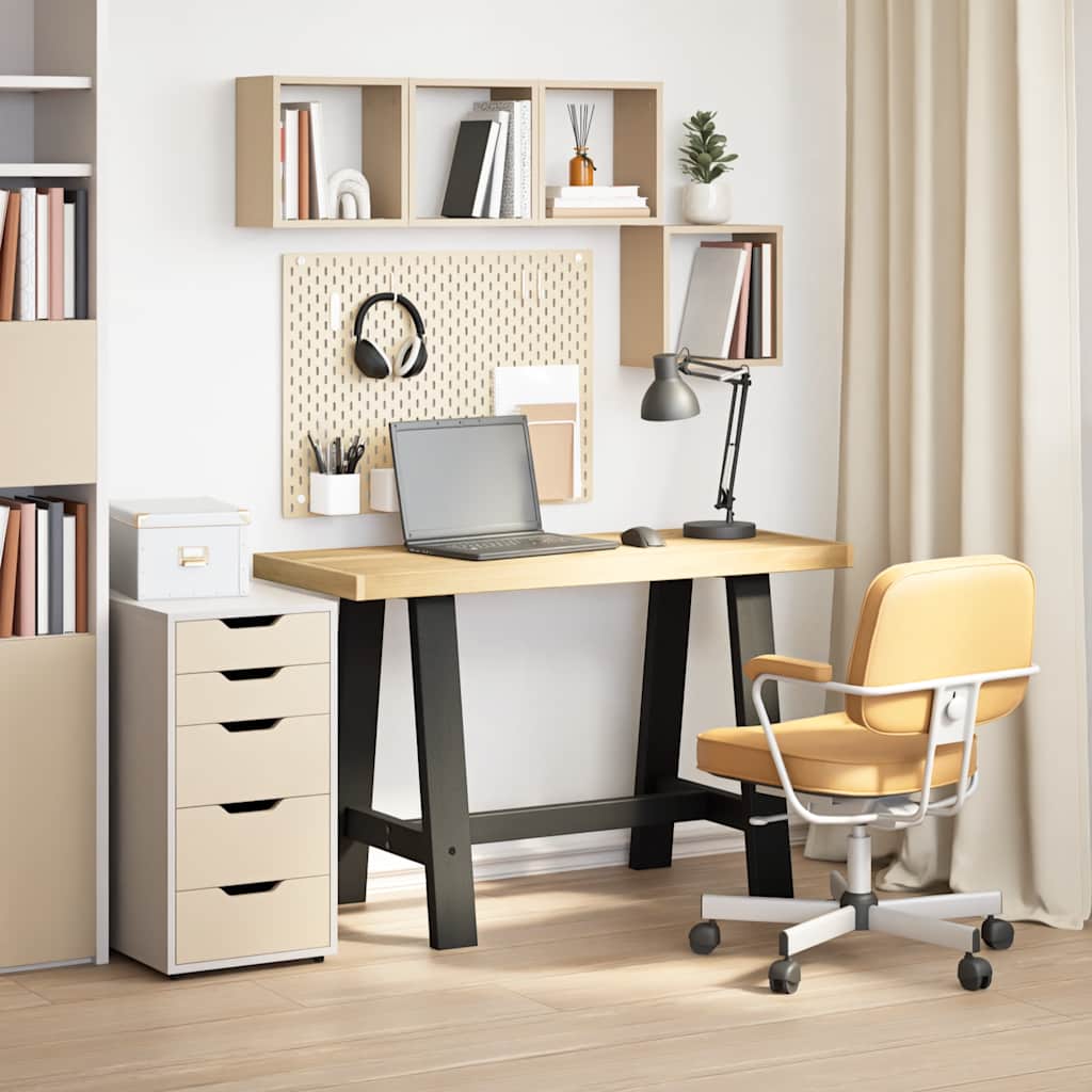 Scrivania Noain Gambe A Forma Di A 120x50x75 Cm Legno Massello - Image 3
