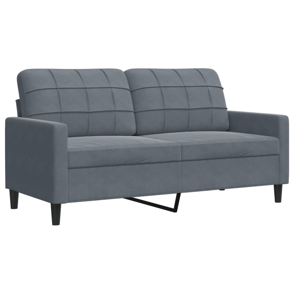 Set Di Divani 3 Pz Con Cuscini Grigio Scuro In Velluto