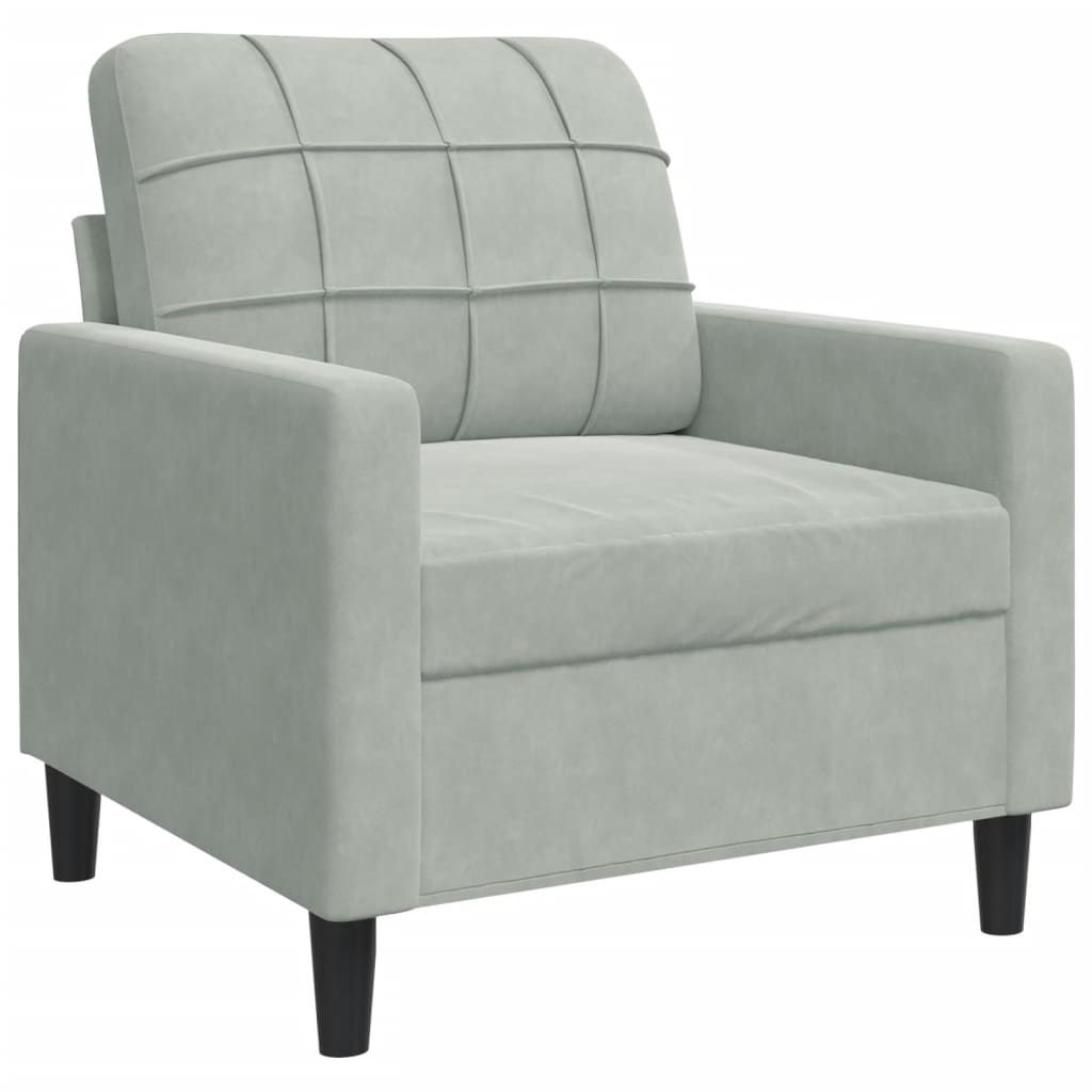 Set Di Divani 3 Pz Con Cuscini Grigio Chiaro In Velluto - Image 4