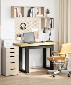 Scrivania Noain Gambe A Forma Di U 120x50x75 Cm Legno Massello
