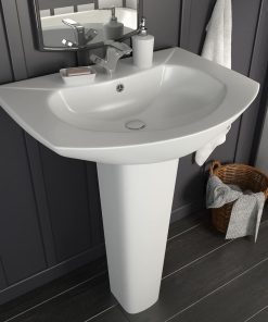 Lavandino A Colonna In Ceramica Bianca 650x520x200 mm