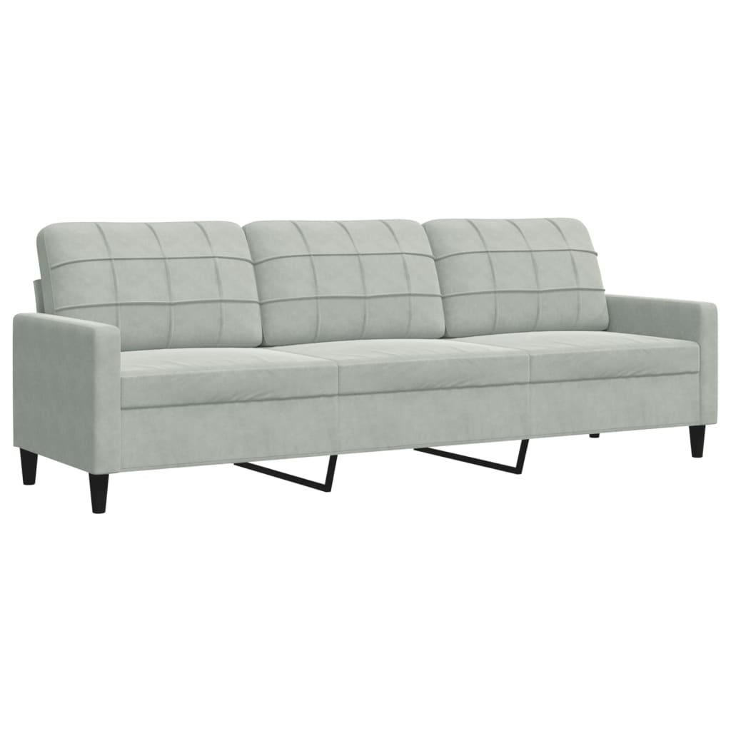 Set Di Divani 3 Pz Con Cuscini Grigio Chiaro In Velluto - Image 6
