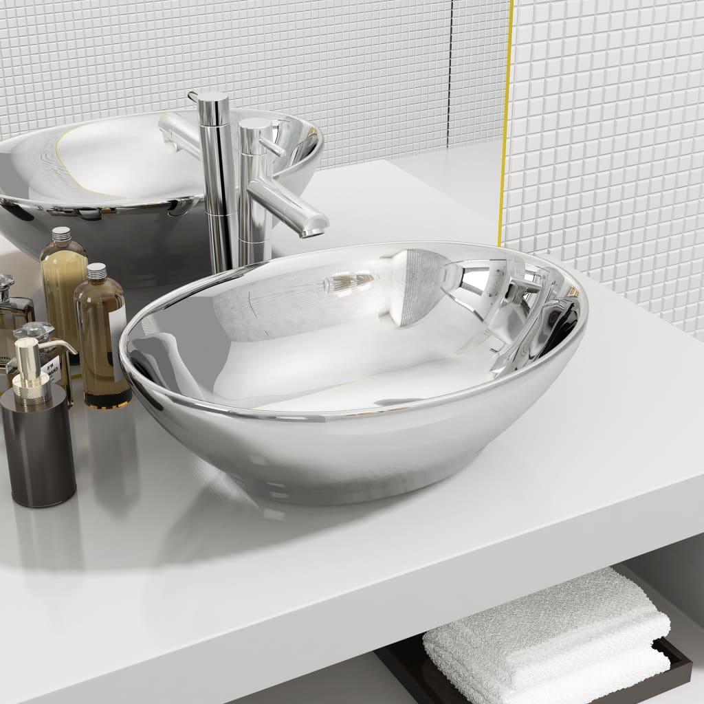 Lavandino 40x33x13,5 Cm In Ceramica Argento