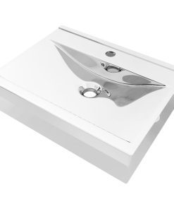 Lavandino Con Troppopieno 60x46x16 Cm In Ceramica Argento