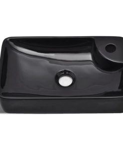 Lavandino Bagno In Ceramica Nera Con Foro Per Rubinetto