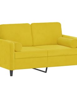 Divano A 2 Posti Con Cuscini Giallo 120 Cm In Velluto