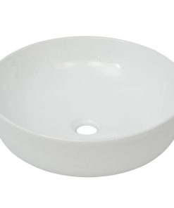 Lavandino Tondo In Ceramica Bianca 41,5x13,5 cm