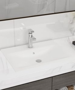 Lavello Bianco In Ceramica Di Lusso Con Foro Rubinetto 60x46 cm