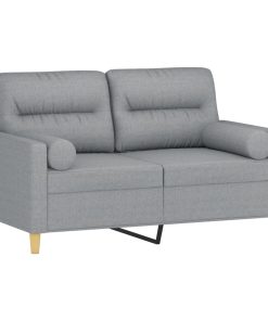 Divano A 2 Posti Con Cuscini Grigio Chiaro 120 Cm In Tessuto