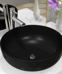 Lavandino Tondo In Ceramica Nero 41,5x13,5 cm