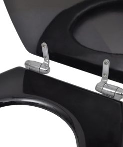 Sedile Wc In Mdf Coperchio Chiusura Ammortizzata Semplice Nero