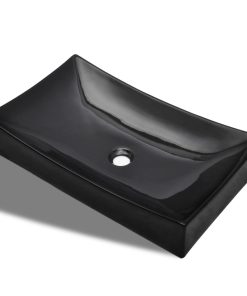 Lavandino Da Bagno In Ceramica Nera Rettangolare