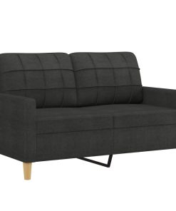 Set Di Divani 2 Pz Con Cuscini Nero In Tessuto
