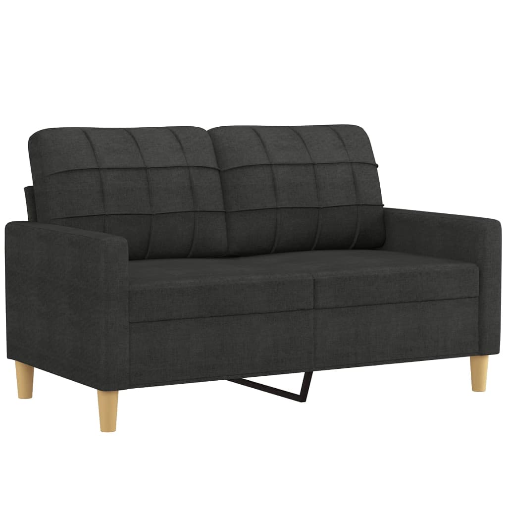 Set Di Divani 2 Pz Con Cuscini Nero In Tessuto