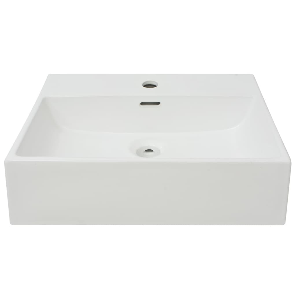 Lavandino Con Foro Rubinetto In Ceramica Bianca 51,5x38,5x15 cm