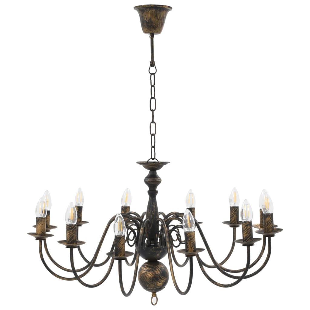 Candelabro Stile Anticato Nero 12 Lampadine E14 - Image 4