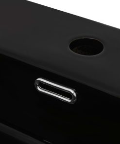 Lavandino Con Foro Rubinetto Ceramica Nero 60,5x42,5x14,5 cm