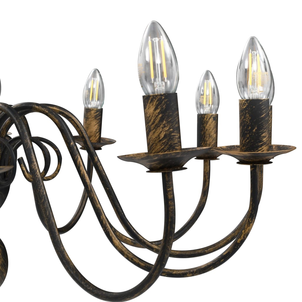 Candelabro Stile Anticato Nero 12 Lampadine E14 - Image 6