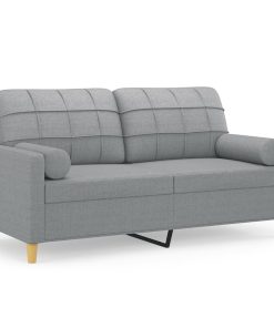 Divano A 2 Posti Con Cuscini Grigio Chiaro 140 Cm In Tessuto