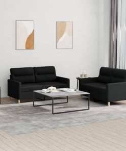 Set Di Divani 2 Pz Con Cuscini Nero In Tessuto