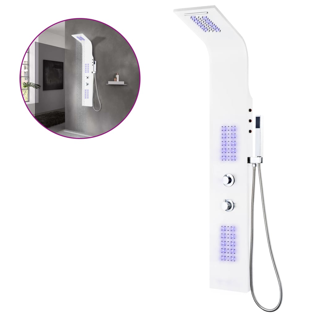 Pannello Doccia In Alluminio 20x44x130 Cm Bianco - Image 4