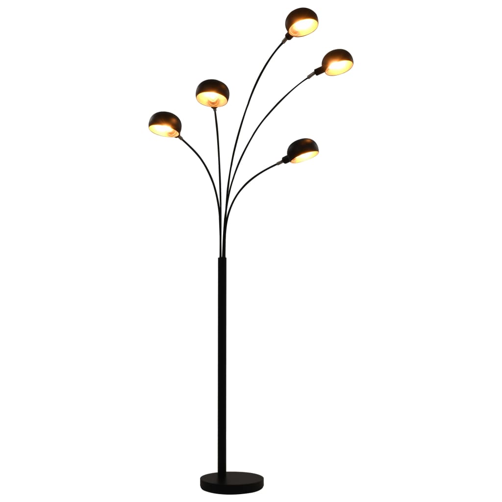 Lampada Da Terra 200 Cm 5 Bulbi E14 Nero E Oro