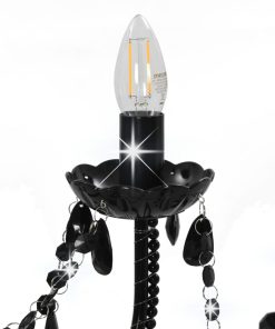 Lampadario Con Perline Nero 12 Lampadine E14