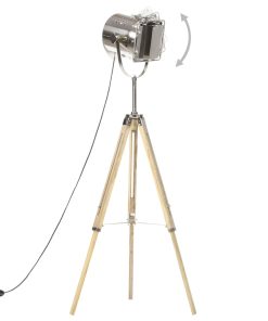 Lampada Da Terra A Treppiede Legno Massello Di Mango 140 cm
