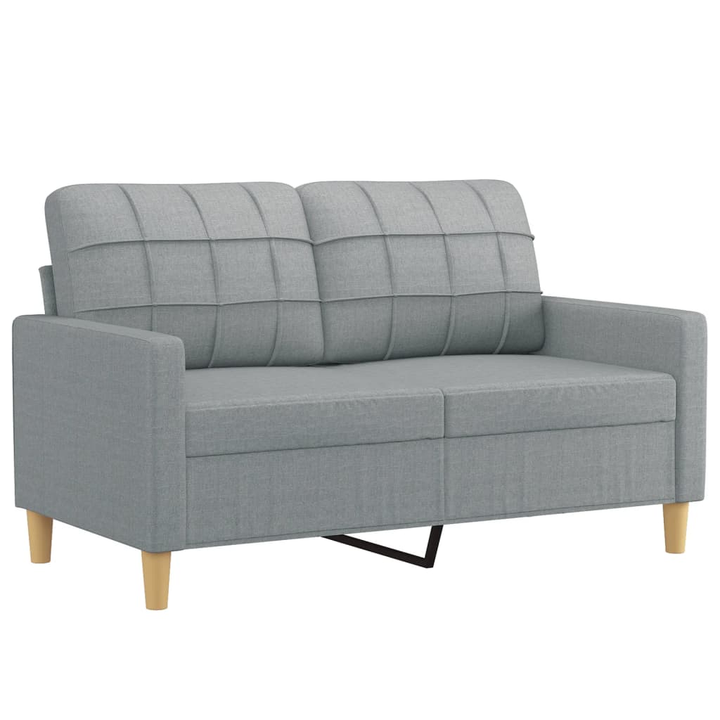 Set Di Divani 3 Pz Con Cuscini Grigio Chiaro In Tessuto - Image 2