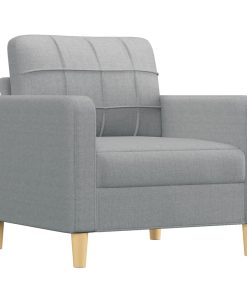 Set Di Divani 3 Pz Con Cuscini Grigio Chiaro In Tessuto