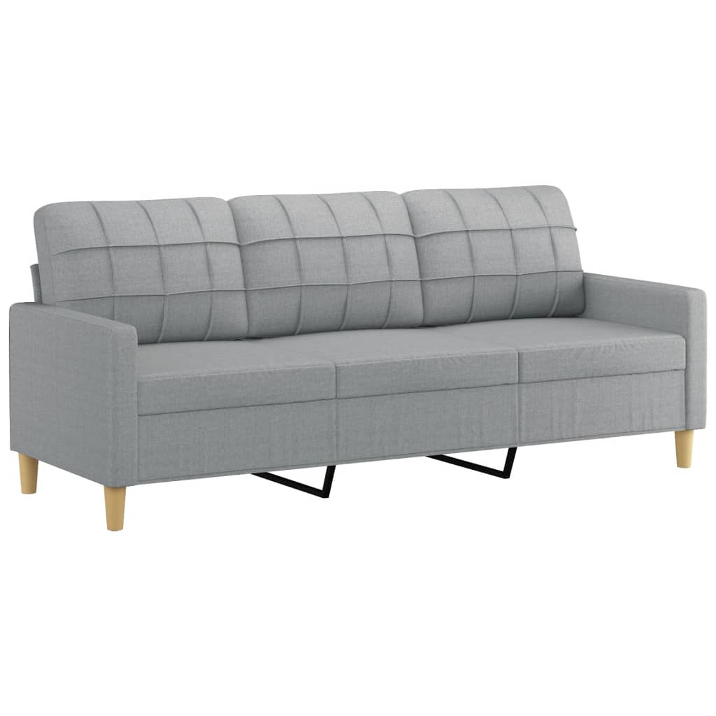 Set Di Divani 3 Pz Con Cuscini Grigio Chiaro In Tessuto - Image 3