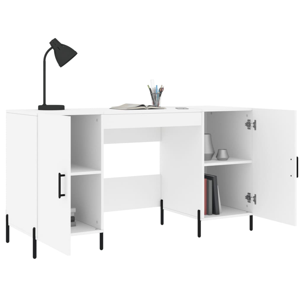 Scrivania Bianca 140x50x75 Cm In Legno Multistrato - Image 6